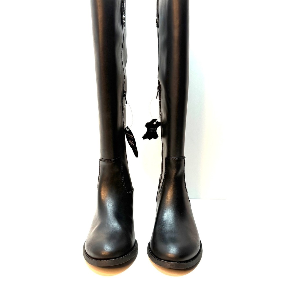 I.N.C. International Concepts Fawne Leather Knee High Boots Black 9.5W XWC NWT